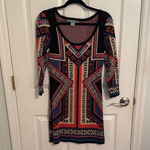 Flying Tomato Long Sleeve Sweater Dress - Black, Red, Blue